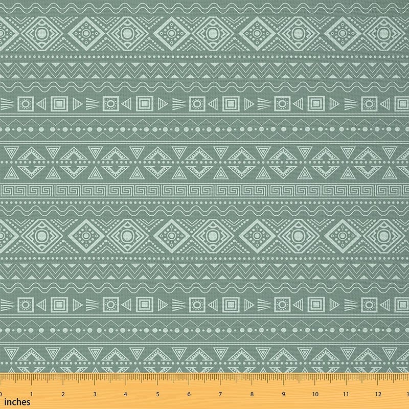 Feelyou Bohemian Aztec Flannel Fabric by The Yard Soft Modern Geometric Stripe Upholstery Fabric for Sofa Chair Cushion Boho Decor for DIY Sewing Craft Projects, Not Stretchy Teal 1 Yard - Image 1