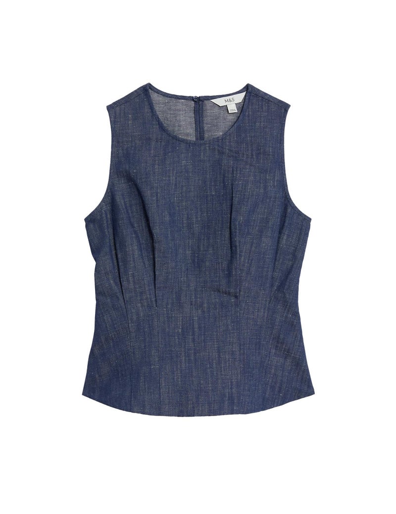 Marks & Spencer Denim Round Neck Blouse - Image 3