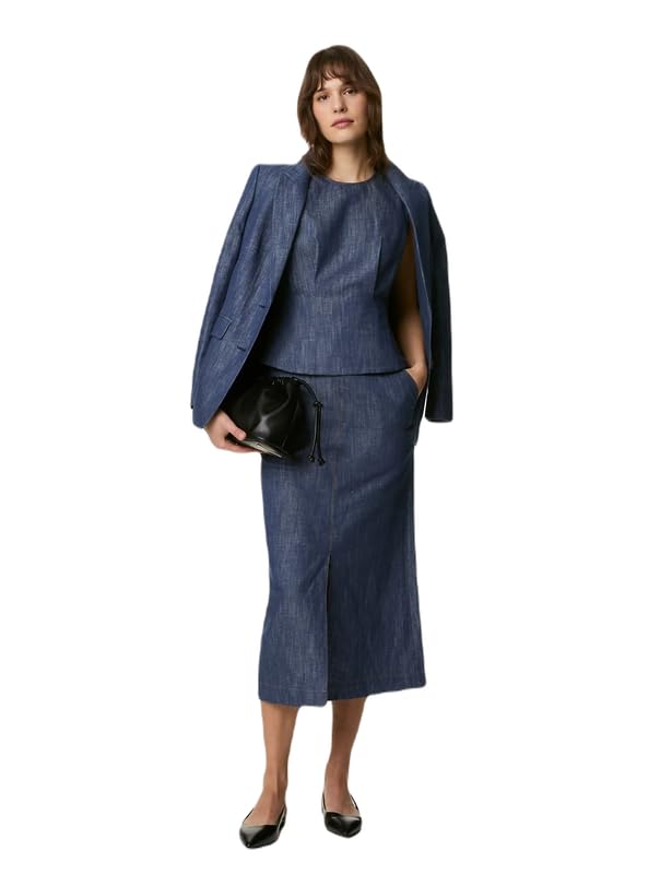 Marks & Spencer Denim Round Neck Blouse - Image 1