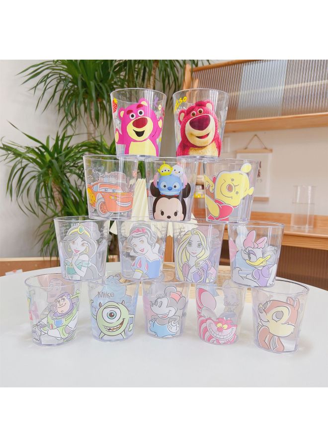 Cartoon Transparent Plastic Mouthwash Cup Brush Cup Monster Pooh Mermaid Cute Water Cup Environmental Protection Fall Resistance Double Picture-Color:Blue Donald Duck Mouthwash Cup-Capacity:301-400ml  - Image 2