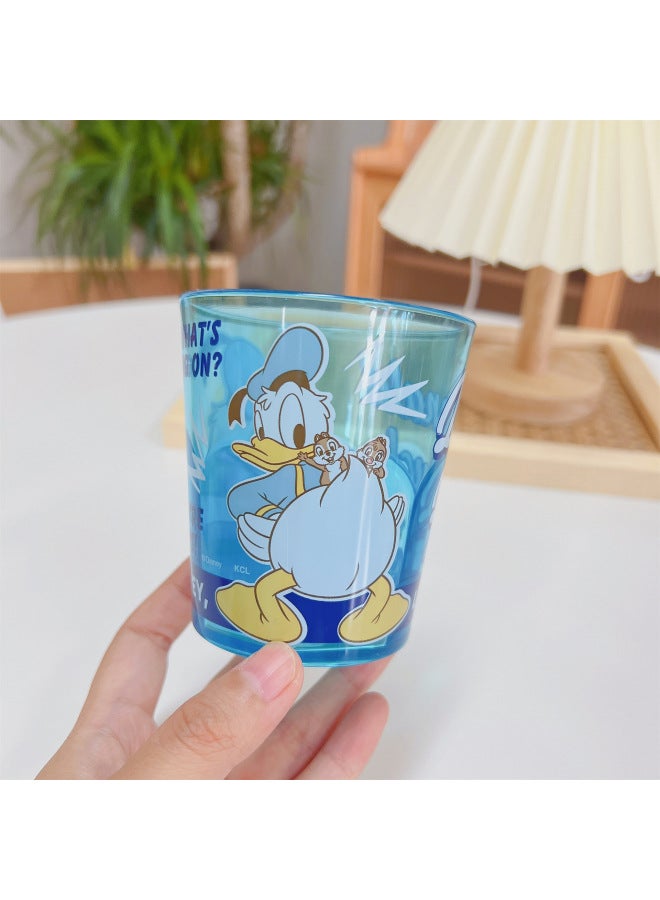 Cartoon Transparent Plastic Mouthwash Cup Brush Cup Monster Pooh Mermaid Cute Water Cup Environmental Protection Fall Resistance Double Picture-Color:Blue Donald Duck Mouthwash Cup-Capacity:301-400ml  - Image 1