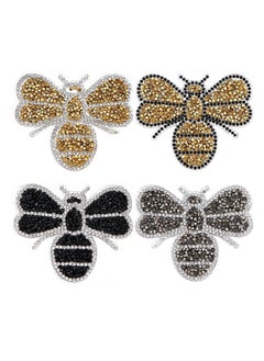 Excefore Bee Iron/Sew on Patch, 4 Pcs Crystals Bee Patches Sewing Iron on Badge Bag Clothing Fabric Patches Applique Bee Sewing Patches for Clothes Jeans Jackets DIY Crafts  - Image 1