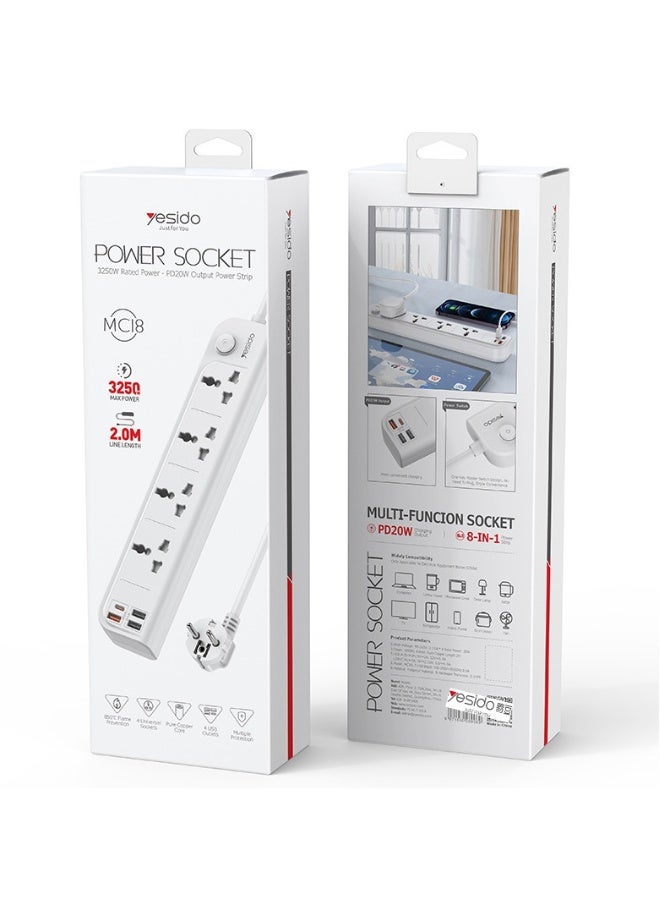 Beauenty European standard 3250W high-power household belt socket switch protection PD20W fast charging intelligent plug-in - Image 1