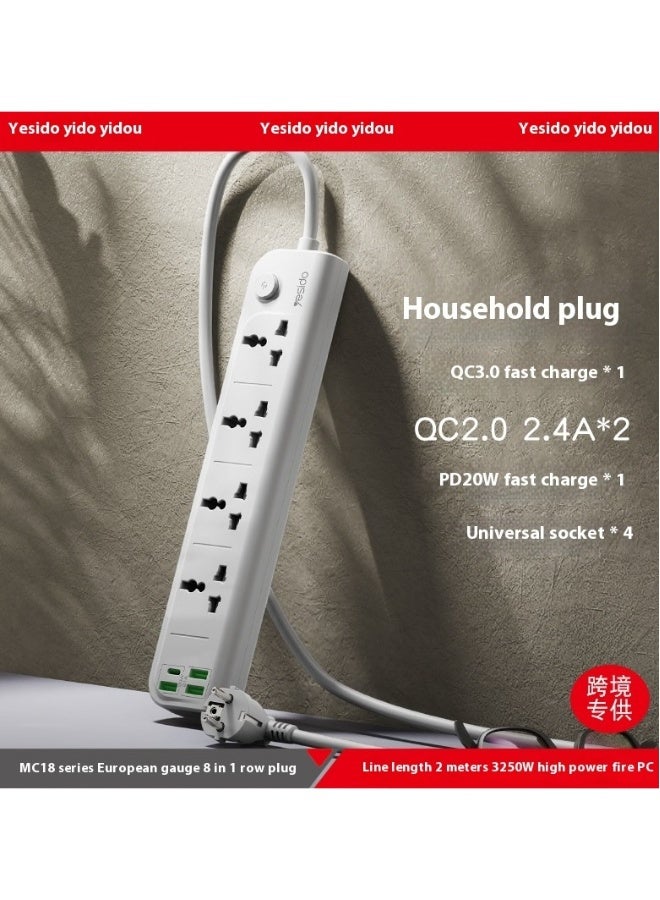 Beauenty European standard 3250W high-power household belt socket switch protection PD20W fast charging intelligent plug-in - Image 3