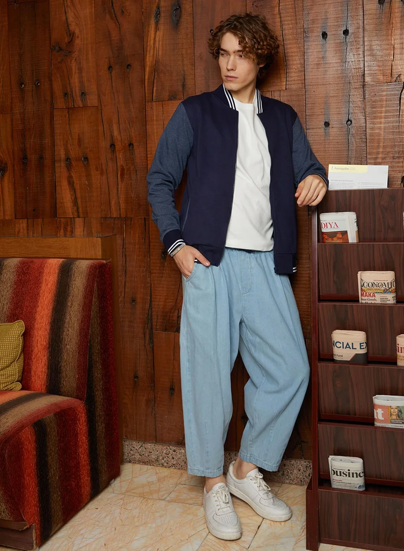كامبوس سوترا Men's Navy Blue Block Bomber Jacket