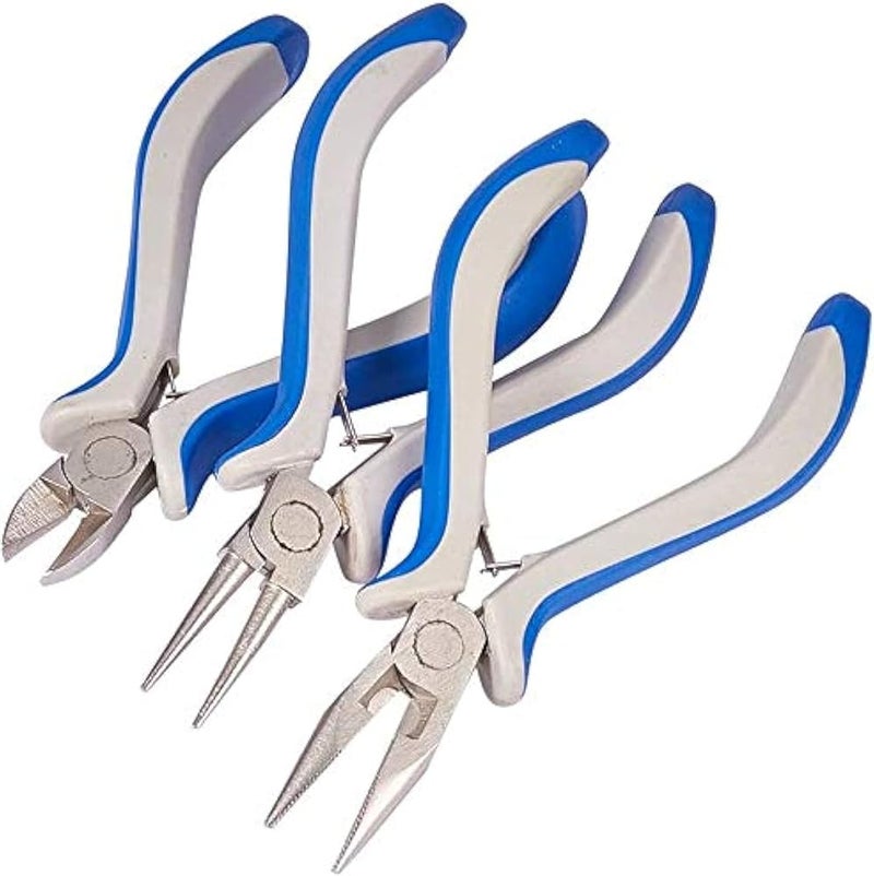 Dragon Jewellery Pliers Set (3 Pcs) - Long Needle Nose Pliers, End Cutting Pliers, Combination Pliers - Carbon Steel Mini Precision Pliers for Jewellery Making & DIY - Image 1