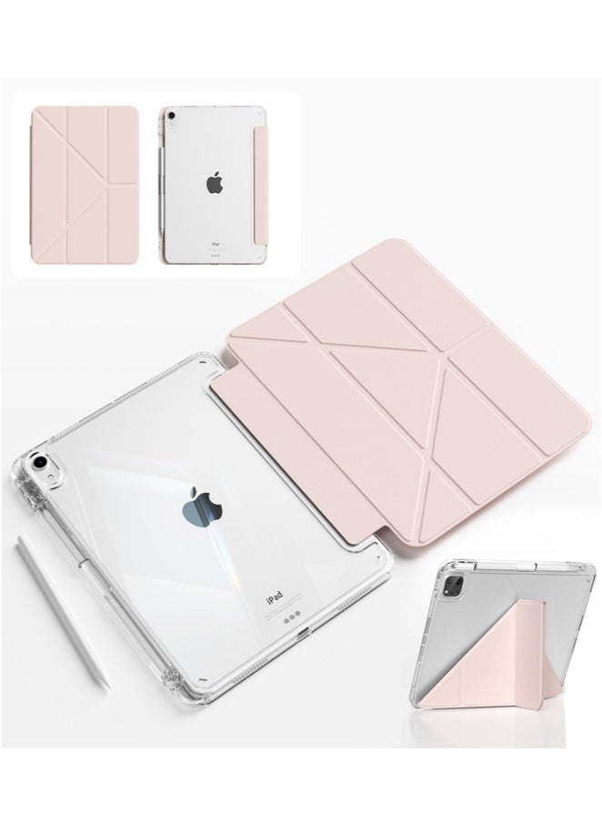 for iPad 2025 (11th Generation) A16 11-inch Case Cover, Triple Fold Y-shaped Design, Multi Angle, Leather Tablet Cover With Pen Slot, Automatic Wake-up/sleep, Pink - Image 4