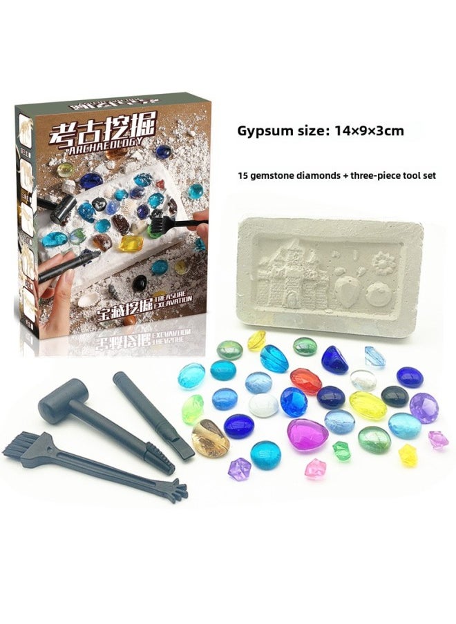 Children's Archaeological Digging Toys Science And Education Puzzle DIY Dinosaur Fossil Skeleton Model Colorful Gem Blind Box Wholesale-Color:Color Box-Colorful Gem 15 Granules [Both In Chinese And English Packaging]]  - Image 1