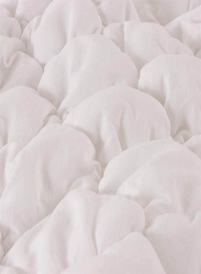 NTBED Pinch Pleat Comforter Set for Girls Kids, Soft Chic Princess Pintuck Rhombus Bedding Sets with Matching Pillowcases (White,Full) - Image 5