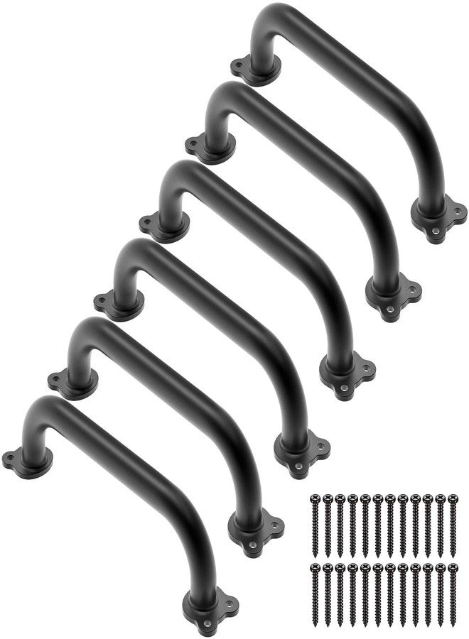 Dolibest 6 Pack 12-Inch Safety Handle, Metal Safety Playground Handles,Sturdy Playground Handle Bars & Wider Base Design, Playset Handles for Climbing Frame, Treehouse, Swing Set Accessories-Black - Image 1