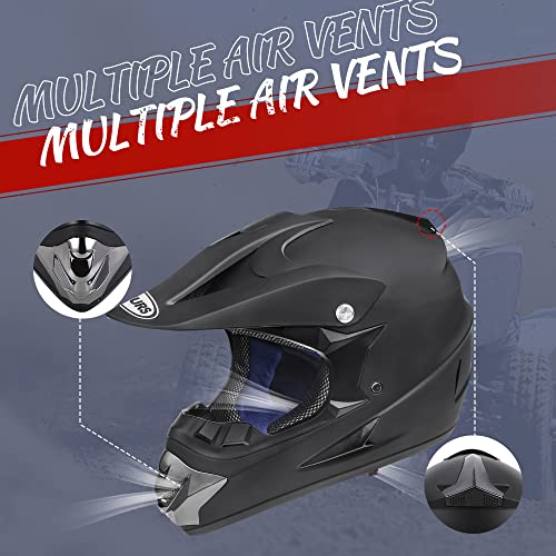 OUMURS Adult Dirt Bike Helmet with Goggles Gloves & Mask Adjustable Sun Visor DOT/FMVSS-218 Motorcycle Adults ATV Helmet Off-Road Motocross Downhill Moped MX BMX for Unisex-Adult-New Black, M - Image 4