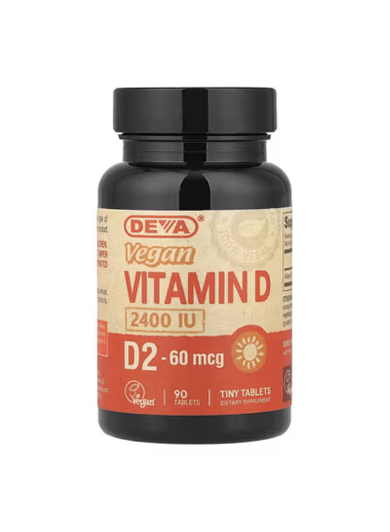 Deva Vegan Vitamin D2, 60 mcg (2,400 IU), 90 Tablets
