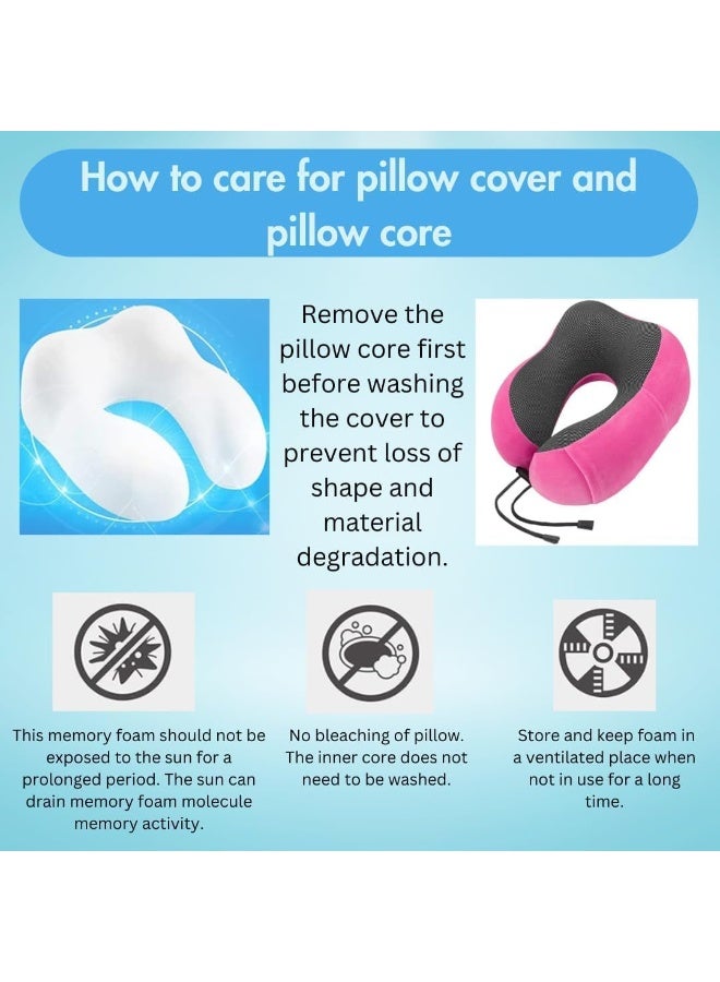 Memory Foam Travel Neck Pillow 100% Memory Foam Velvet Fabric Airplane Neck Support Pillow For Car Train Bus Office Camping Soft Portable Ergonomic Travel Essential For Men Women Dark Blue - Image 3