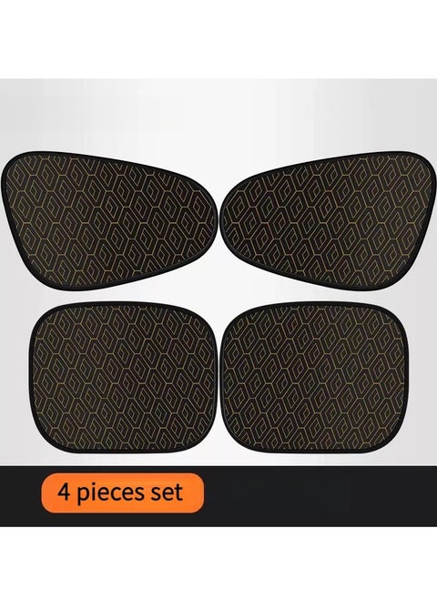 Laser-Cut Static Cling Car Sunshade Set - 4-Piece UV Sun Shield for Side Windows