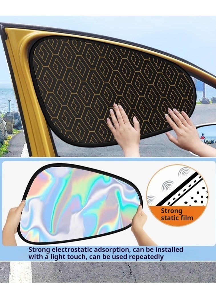 Laser-Cut Static Cling Car Sunshade Set - 4-Piece UV Sun Shield for Side Windows