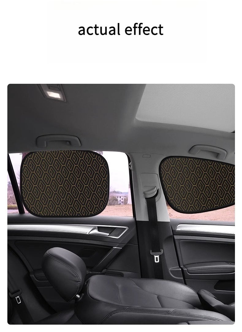 Laser-Cut Static Cling Car Sunshade Set - 4-Piece UV Sun Shield for Side Windows