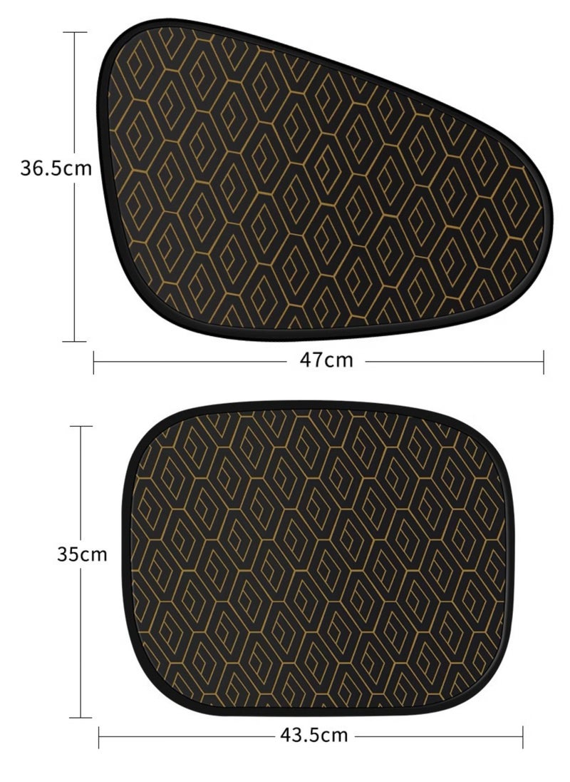 Laser-Cut Static Cling Car Sunshade Set - 4-Piece UV Sun Shield for Side Windows