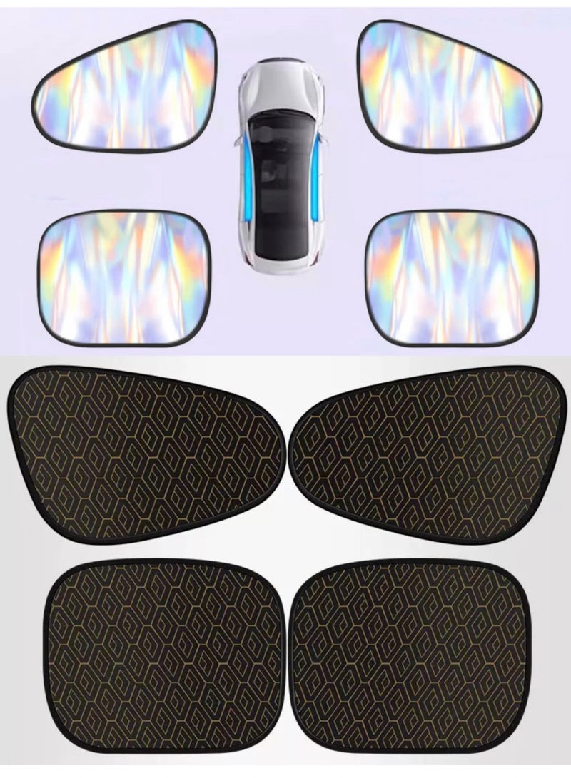 AuliceVerse Laser-Cut Static Cling Car Sunshade Set - 4-Piece UV Sun Shield for Side Windows  - Image 1