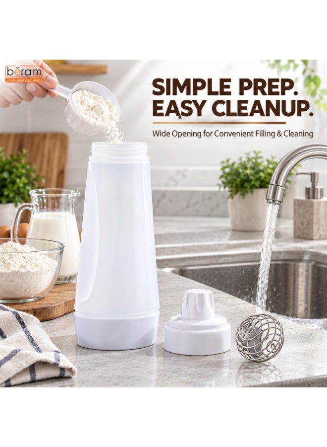 BERAM Pancake Batter Mixer Bottle with Wire Whisk Ball 1 Litre Handheld Batter Dispenser Squeeze Bottle Mixer for Pancakes Waffles Cupcakes Crepes Muffins Cake Mix Baking Tool for Home Kitchen - Image 3