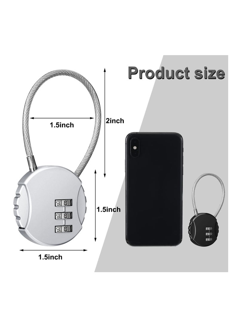 KASTWAVE - Combination Locks, 4 Pieces 3 Digit Combo Number Locks, KASTWAVE Luggage Lock Waterproof Travel Padlocks for School Gate Fence Cabinet Toolbox Suitcase Gym, Hasp Storage (Black, Silver ) - Image 1