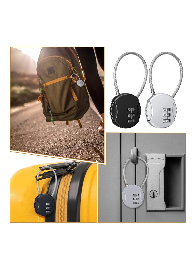 KASTWAVE - Combination Locks, 4 Pieces 3 Digit Combo Number Locks, KASTWAVE Luggage Lock Waterproof Travel Padlocks for School Gate Fence Cabinet Toolbox Suitcase Gym, Hasp Storage (Black, Silver ) - Image 1