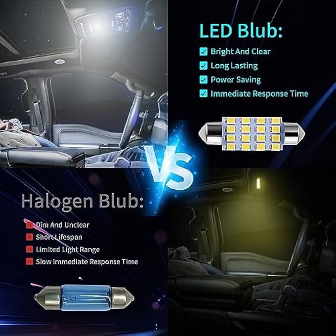 أكس سبرينج مجموعة مصابيح ليد داخلية للسيارة مكونة من 42 قطعة، لمبة ليد بيضاء فائقة السطوع، خريطة قبة داخلية، مصابيح ليد للمقصورة الخلفية، مصابيح ليد داخلية للسيارة، لمبة لعرض شاحنات سيارتك، مصباح أبيض - Image 3