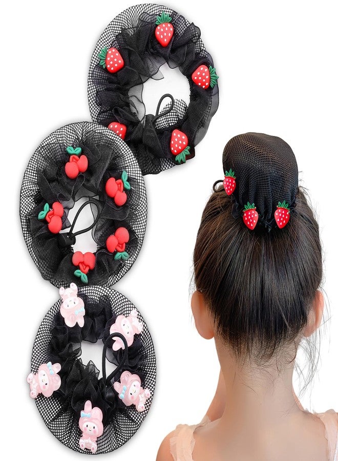 CoolShef شبكة شعر CoolShef للأطفال (3 قطع) | شبكة شعر لطيفة على شكل كعكة مع رباط | إكسسوارات شعر قابلة لإعادة الاستخدام للأطفال، مناسبة للراقصين، والتزلج، والجمباز، والباليه، والحفلات، وغيرها - Image 1