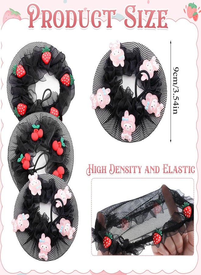 CoolShef شبكة شعر CoolShef للأطفال (3 قطع) | شبكة شعر لطيفة على شكل كعكة مع رباط | إكسسوارات شعر قابلة لإعادة الاستخدام للأطفال، مناسبة للراقصين، والتزلج، والجمباز، والباليه، والحفلات، وغيرها - Image 2