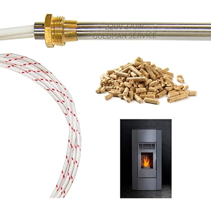 SPARK PLUG IGNITION RESISTOR FOR PELLETS STOVE IGNITION POWER: 270W, 3/8" THREAD, DIAMETER: 9.9 MM + CLEANING SWEEP BRUSHES FOR BOILERS. - Image 3
