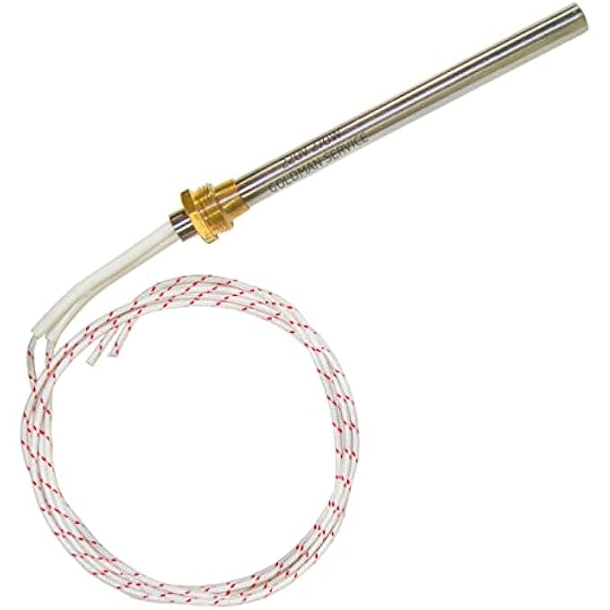 SPARK PLUG IGNITION RESISTOR FOR PELLETS STOVE IGNITION POWER: 270W, 3/8" THREAD, DIAMETER: 9.9 MM + CLEANING SWEEP BRUSHES FOR BOILERS. - Image 1