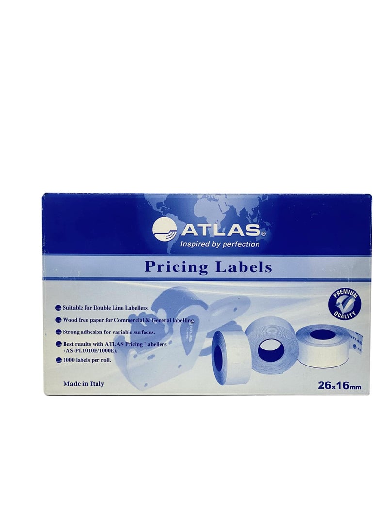ATLAS - Atlas Two-line print White Pricing Labels Box of 36 (36,000 Labels) for 2 Line Price and Date Machine. - Image 1