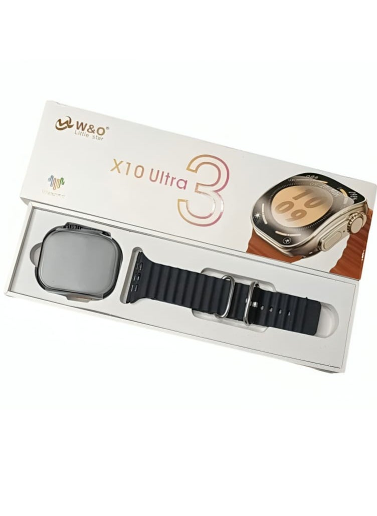 في & حول - ساعة ذكية X10 Ultra 3 زجاج منحني مع حزام سيليكون وشحن لاسلكي - Image 1