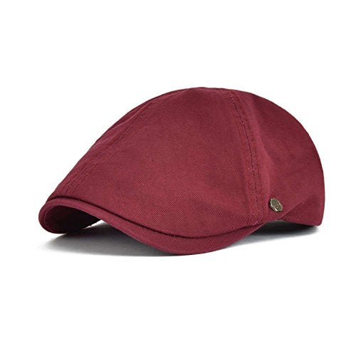 VOBOOM Cotton Flat Cabbie Hat Gatsby Ivy Irish Hunting Newsboy Cap (Burgundy) - Image 1