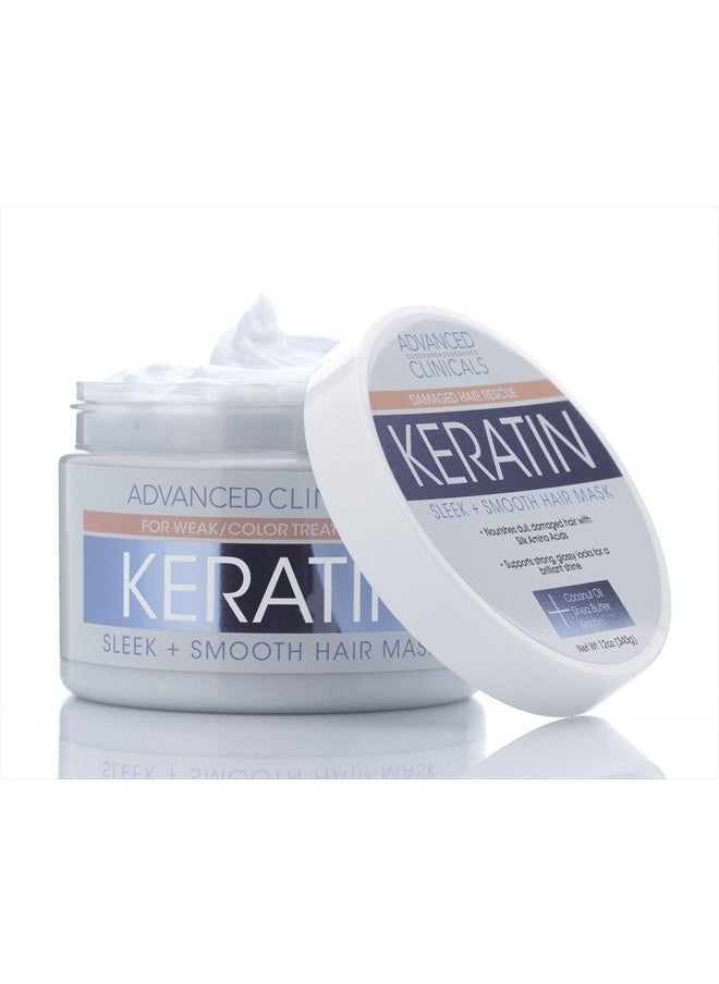 Advanced Clinicals Keratin Hair Mask Treatment For Color Treated Hair, Detoxifying Keratin Conditioner To Strengthen Broken, Color-Treated Hair, Fortifying Hair Repair Mask W/Shea Butter, 12 Fl Oz  - Image 1