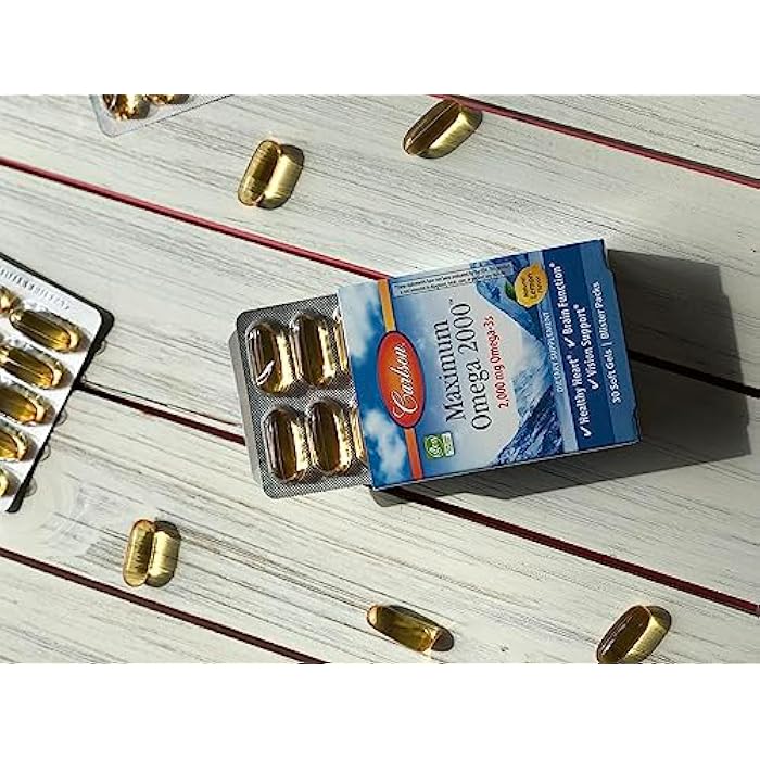 Carlson كارلسون - حزم ماكسيموم أوميغا 2000 للجراب + الذهاب، 2000 ملغ أوميغا-3، زيت سمك نرويجي مصيد من البرية، مكمل زيت السمك المستدام، ليمون، 30 كبسولة جيلاتينية - Image 3