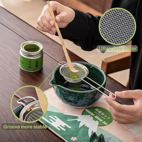 Clay&Fire Matcha Whisk Set，9 Pcs Ceramic Matcha Set, 15 OZ Matcha Bowl with Spout and Whisk for Friend, Ideal Gift for Matcha Lover（Starry） - Image 3
