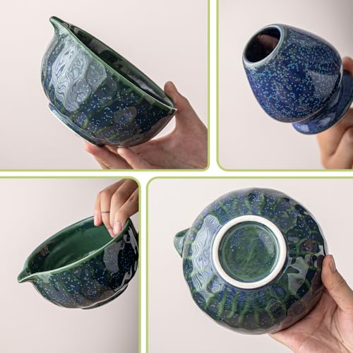 Clay&Fire Matcha Whisk Set，9 Pcs Ceramic Matcha Set, 15 OZ Matcha Bowl with Spout and Whisk for Friend, Ideal Gift for Matcha Lover（Starry） - Image 4