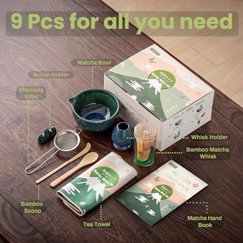 Clay&Fire Matcha Whisk Set，9 Pcs Ceramic Matcha Set, 15 OZ Matcha Bowl with Spout and Whisk for Friend, Ideal Gift for Matcha Lover（Starry） - Image 5
