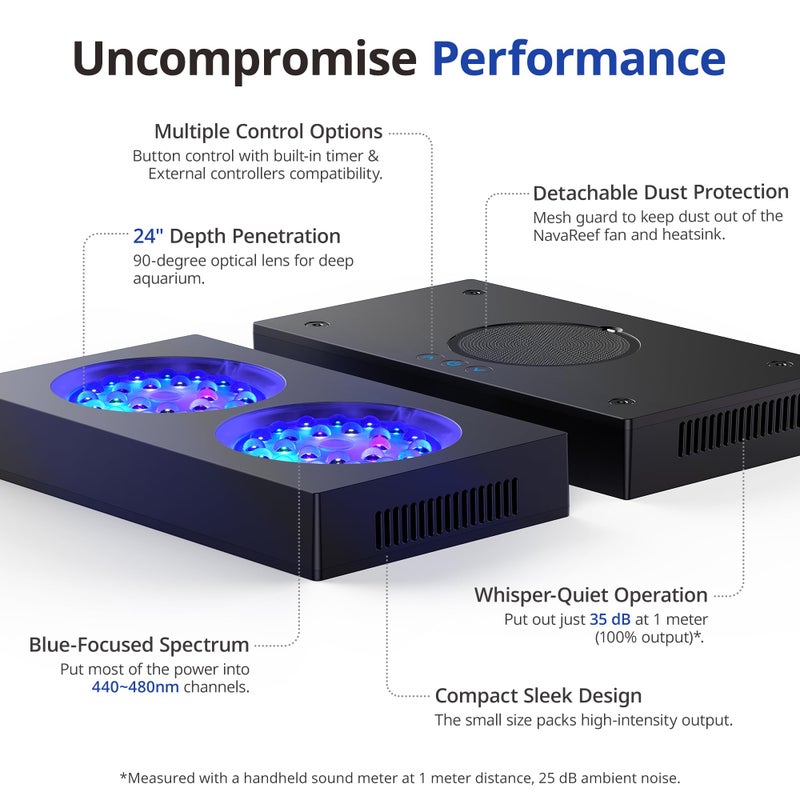NICREW NavaReef 65 Reef LED Light, 65W Reef Aquarium Lighting for Soft/LPS Corals and Saltwater Fish Tanks, Built-in Timer, Blue Focused Spectrum - Image 2