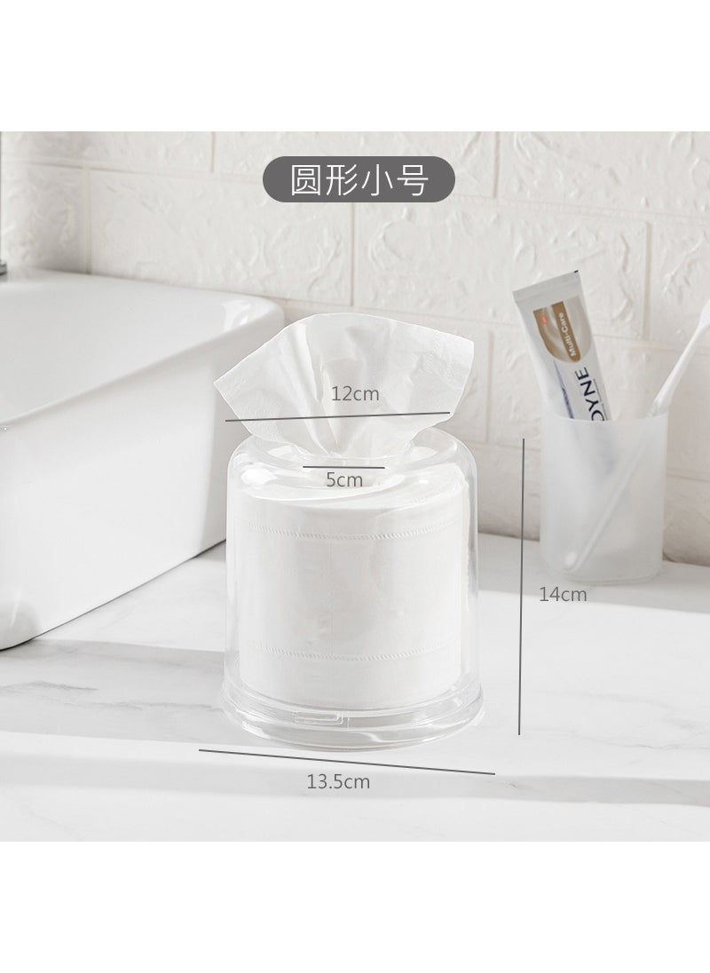 Generic - Multi-Functional Acrylic Tissue Box Transparent Paper Towel Holder Creative Living Room Desktop Cute Dining Table Napkin Storage Round - Image 1