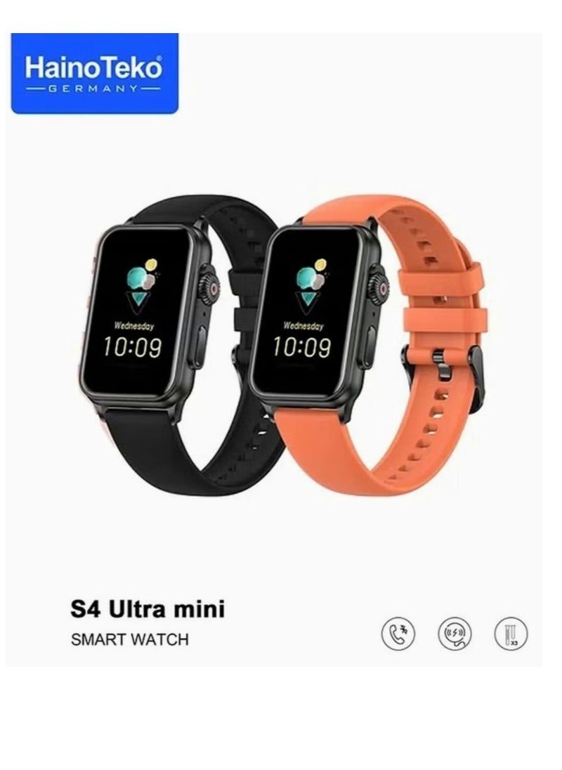 Haino Teko Smart Watch S4 Ultra Mini Screen Amoled With Two Silicone Straps And Wireless Charger  - Image 1