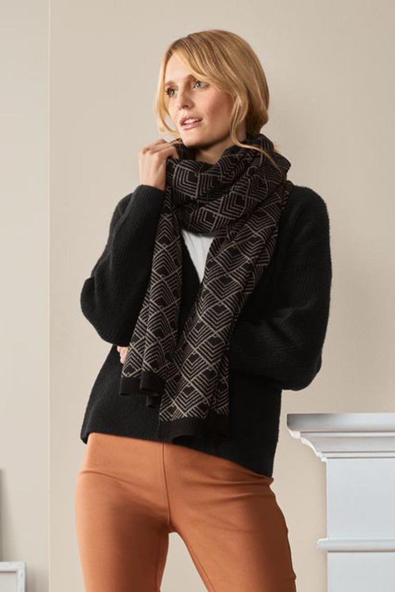 Tchibo Women Metallic Knitted Scarf, Black and Gold  - Image 1