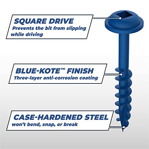 Kreg SML-C2B-50 Blue Kote Weather-Resistant Pocket Screws, 2 Inch #8 Coarse Thread, Maxi-Loc Head (50 Count) - Image 5