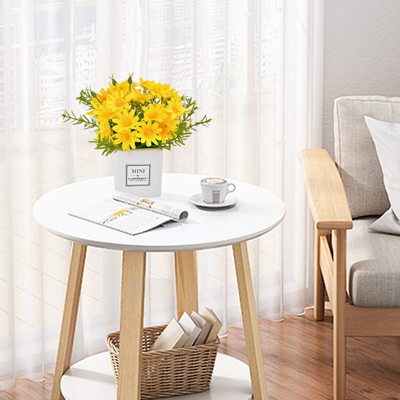 AIFUSI Artificial Flowers, Yellow Daisy Flower with Vase Silky Artificial Daisies Bouquet Fake Plant Bonsai for Home Office Wedding Decoration, Table Centerpieces Arrangement, Windowsill Decor - Image 3
