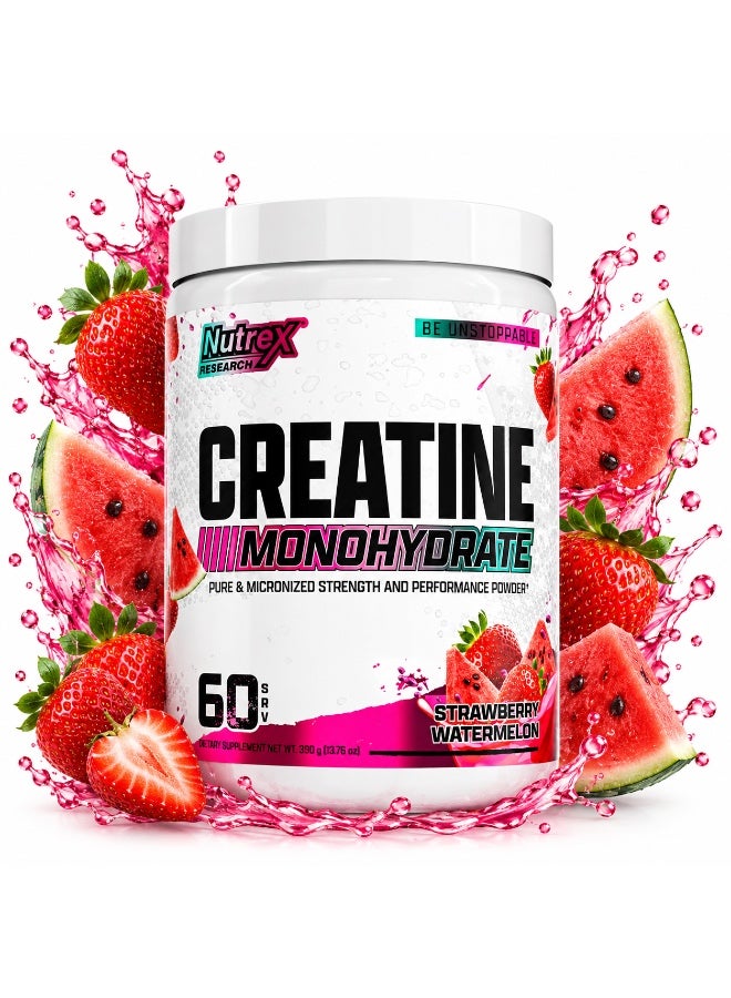 Nutrex Research Creatine Monohydrate Pure & Micronized Strength and Performance Powder - 5g Creatine, Easy to Mix - 60 Servings, Strawberry Watermelon - Image 1