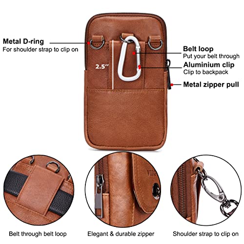 VIIGER Genuine Leather Cell Phone Holster Magnetic Cover Belt Clip Pouch Compatible for iPhone 17 Pro Max Case 16 Pro Max S25 Ultra with Belt Loop Crossbody Phone Purse Shoulder Bag for Women, Brown - Image 4