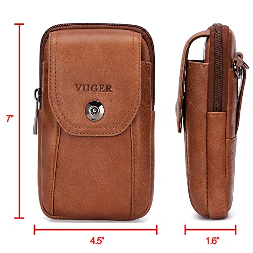 VIIGER Genuine Leather Cell Phone Holster Magnetic Cover Belt Clip Pouch Compatible for iPhone 17 Pro Max Case 16 Pro Max S25 Ultra with Belt Loop Crossbody Phone Purse Shoulder Bag for Women, Brown - Image 5