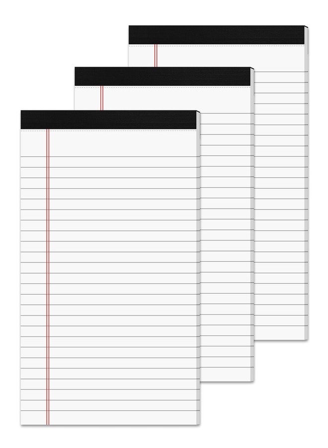 Aidunmis 3 Pack Small Legal Pads 5x8 White Notepads Paper Tablets 5x8 Legal Pad 80 Gsm Lined Pads of Paper 5x8 College Ruled Writing Pads 30 Sheets/Pad, 25 Lines Note Pads for School, Office & 1 Wood Clipboard - Image 1