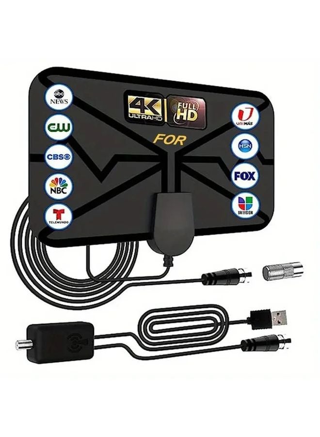 2025 Black Portable Indoor TV Antenna 4K Ultra HD 1080P Smart Amplifier Signal Booster USB Powered - Image 2