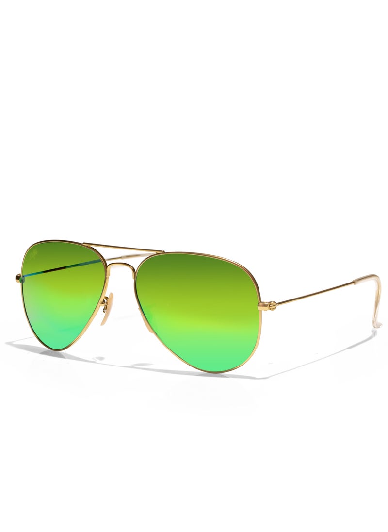 selfie Selfie Aviator Green Mirror Gold Metal Frame with UV 400 Sunglasses, SE3025-020  - Image 2
